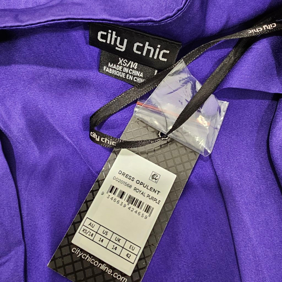 City Chic Opulent Dress - royal purple Sz XS or 14 - Picture 2 of 11